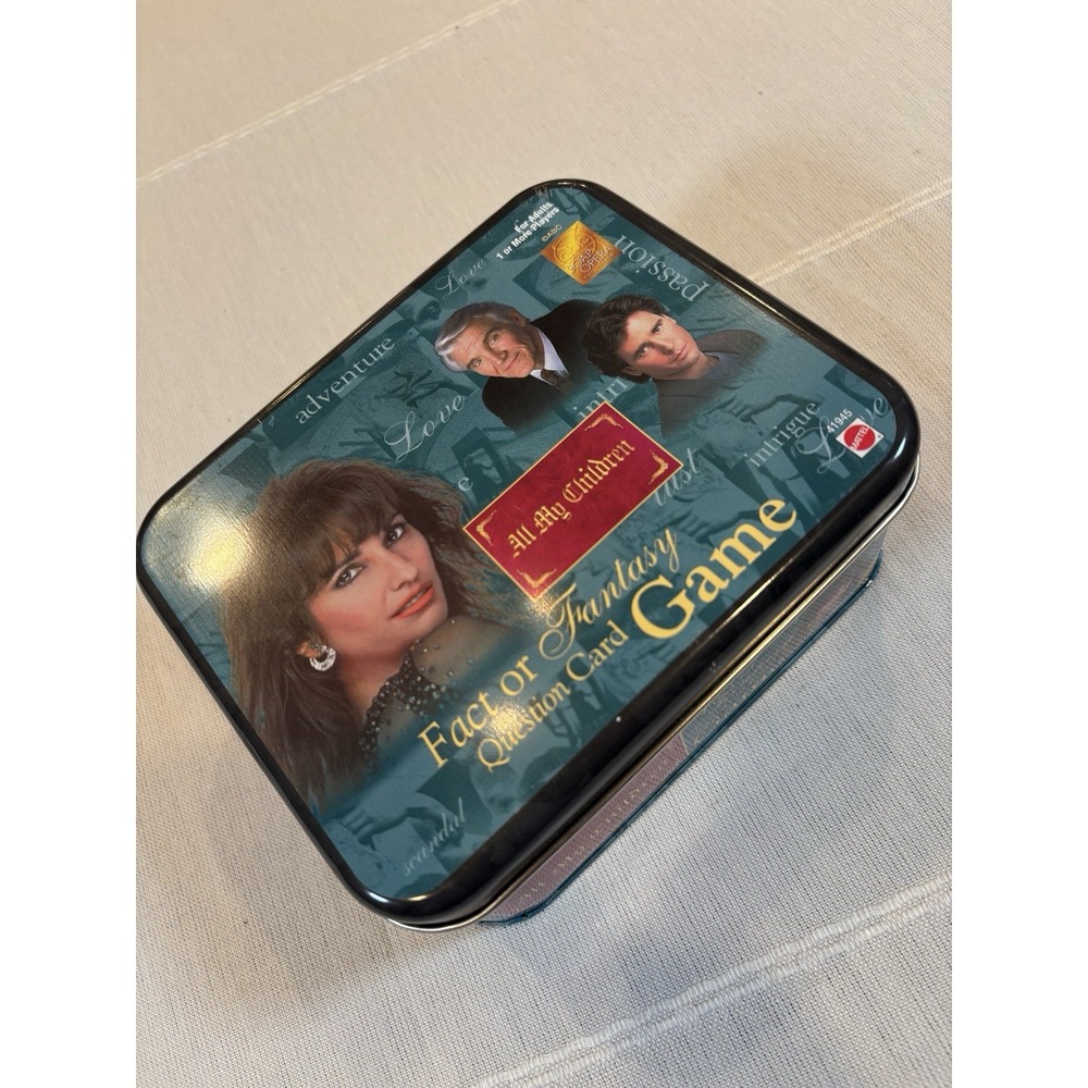 Vintage 1998 All My Children Fact Or Fantasy Card Game Metal Tin Mattel Trivia